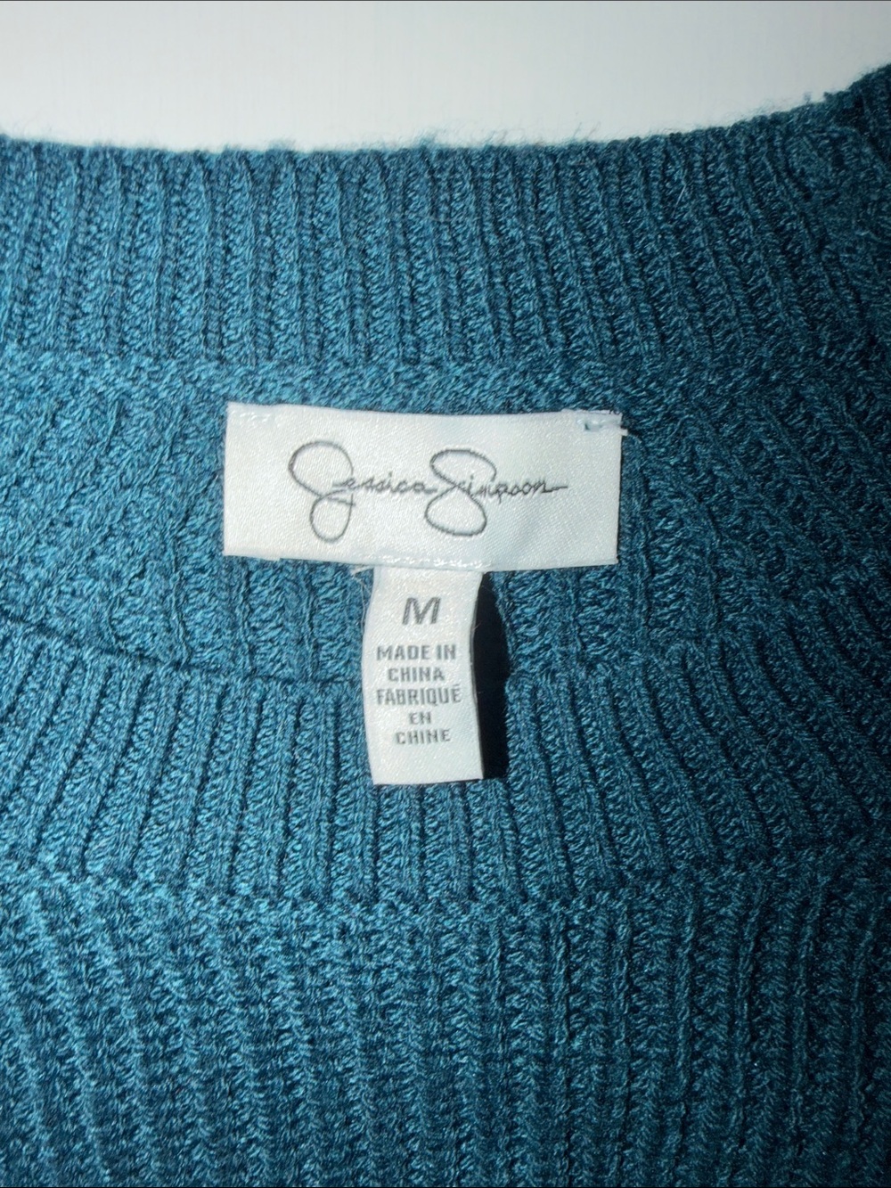 Jessica Simpson Womens Teal Knit Crewneck Sweater - Picture 2 of 3